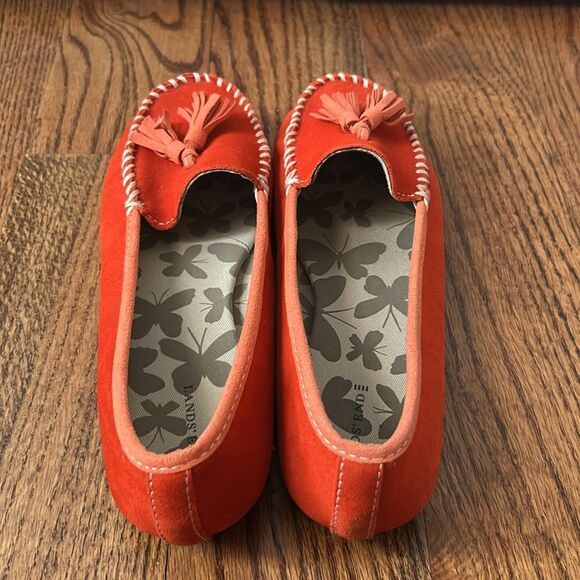 Land’s End Orange Suede Moccasin Loafers Fringe Detail Size 8 - Picture 4 of 6